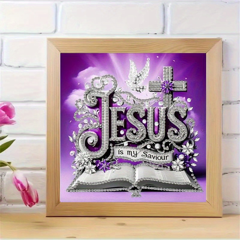 TEMU A Set Of Alphabet-themed Jesus Diamond Painting For Adults, 5d Diy Full-diamond Acrylic () Irregular-shaped , Perfect For Beginners, Home Wall