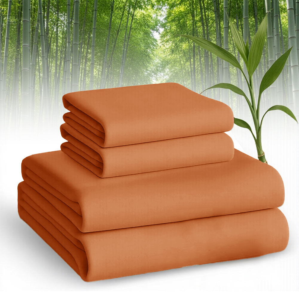 Set of Breathable Bamboo Bed Sheets Including Fitted Sheet And Pillowcases, Suitable for Children And Available in Queen And Twin Sizes. These Cooling Sheets Have Deep Pockets for Hot Sleepers And Make Excellent Gifts