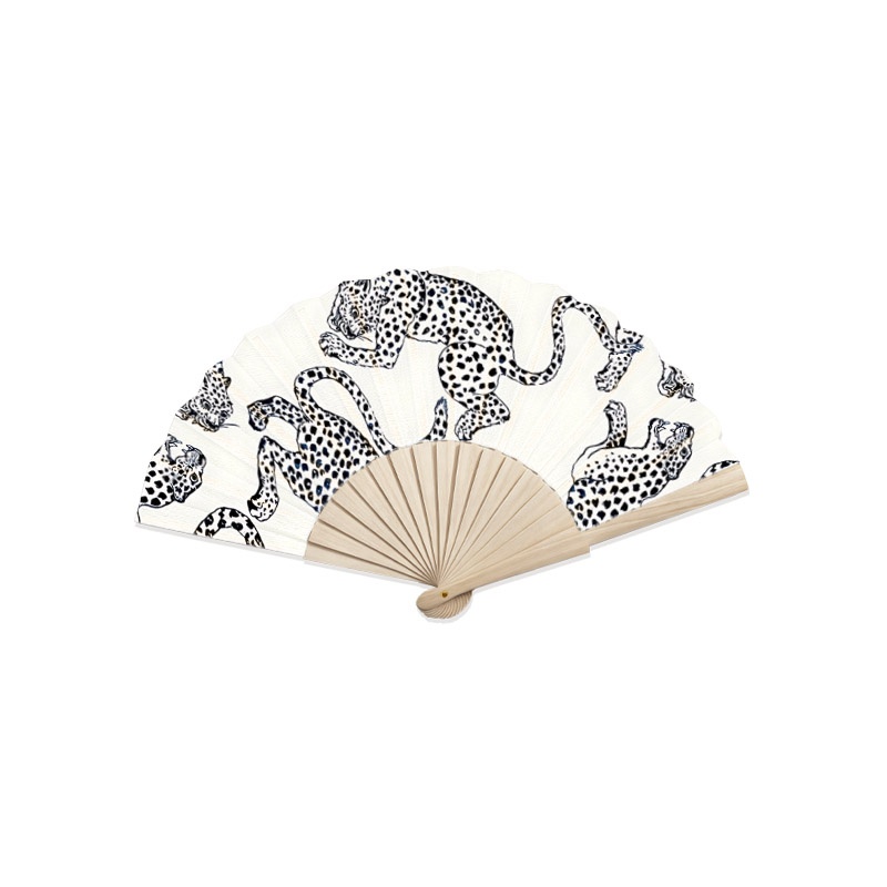 TEMU 1pc Wooden Handheld Folding Fan, A Lightweight And Portable Summer Cooling Hand Fan - Featuring A Line-drawn Animal Pattern, Ideal For Parties,