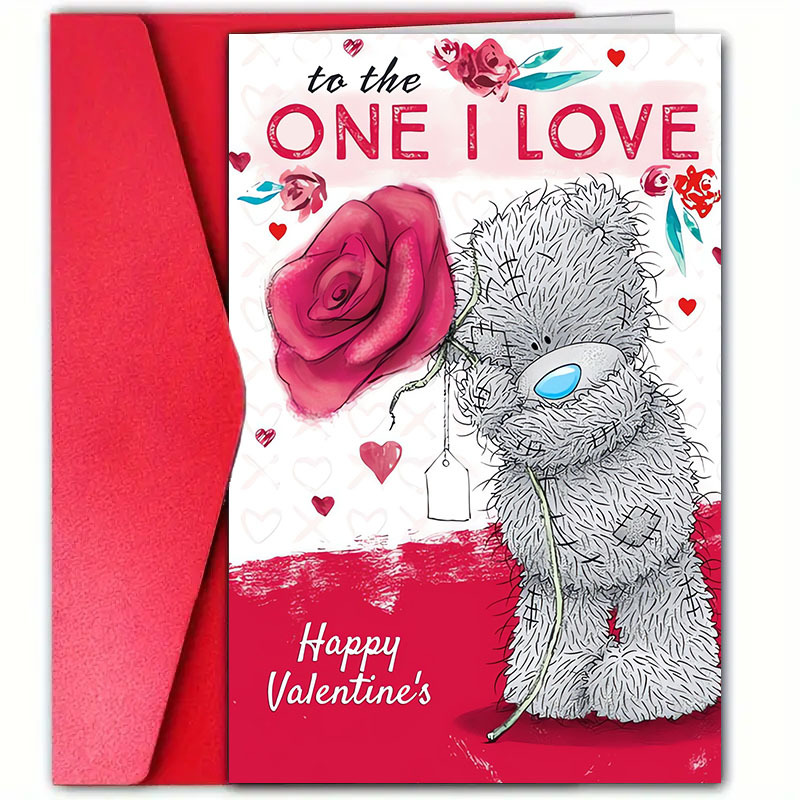 

1pc 's Day Greeting Card, 12cm*18cm, Adorable Teddy Bear & , Paper Material, Envelope Included, Boyfriend/girlfriend, Husband/wife, Anniversary,