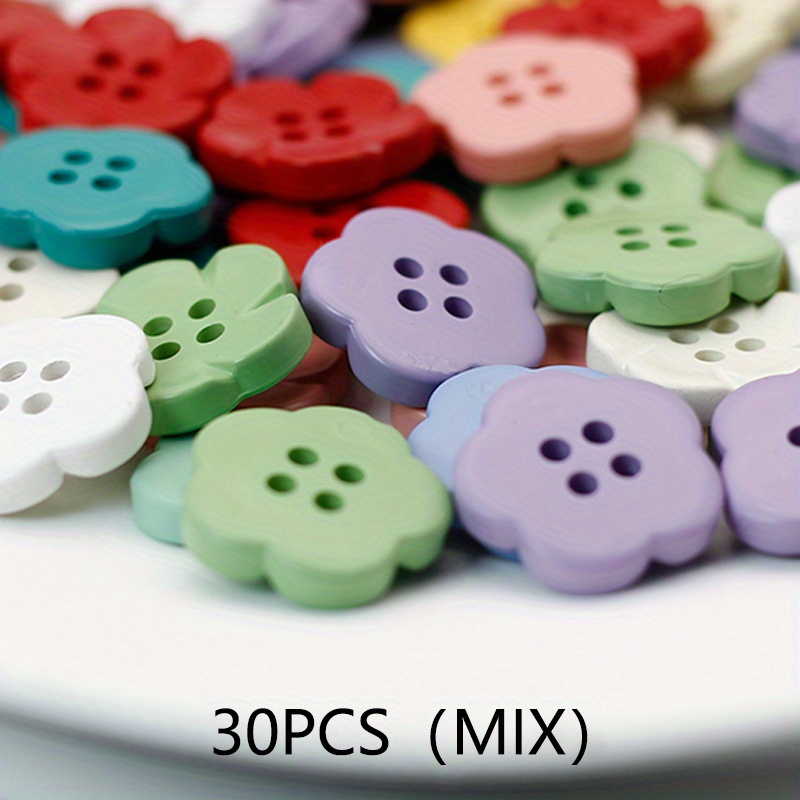 TEMU 30pcs 17mm/0.67in Multicolor Random Colors Cartoon Flower Small Buttons Sticker Craft Materials Suitable For Cardigans, Coats, Shirts, Sweaters,