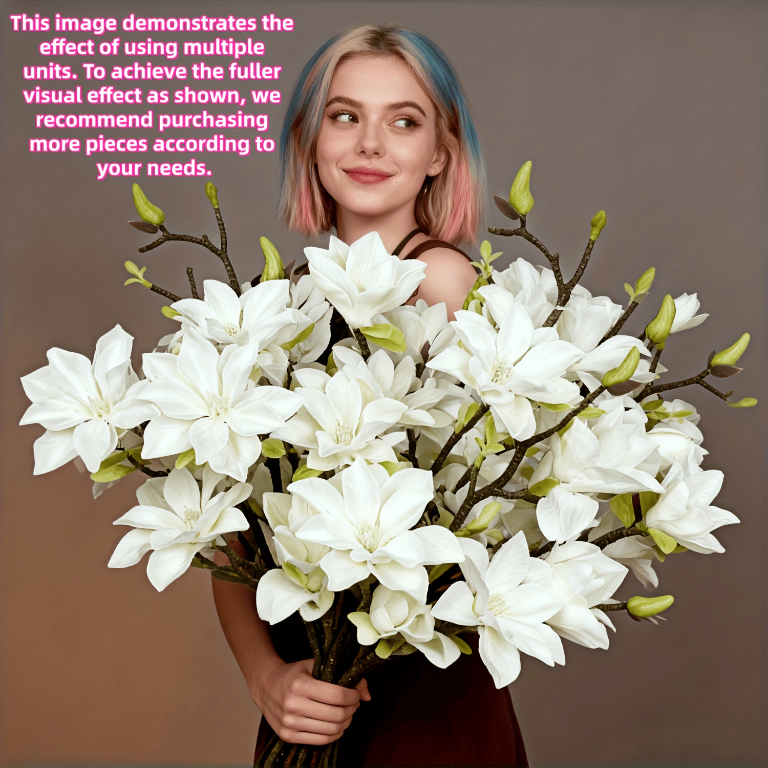 Image of 2pcs Artificial Spring Flowers | Large Decor Floral Arrangement With Green Buds - Fade-resistant 3d Texture, Ideal For Room Decoration, Wedding Banquets, Table Arrangements, Gifts