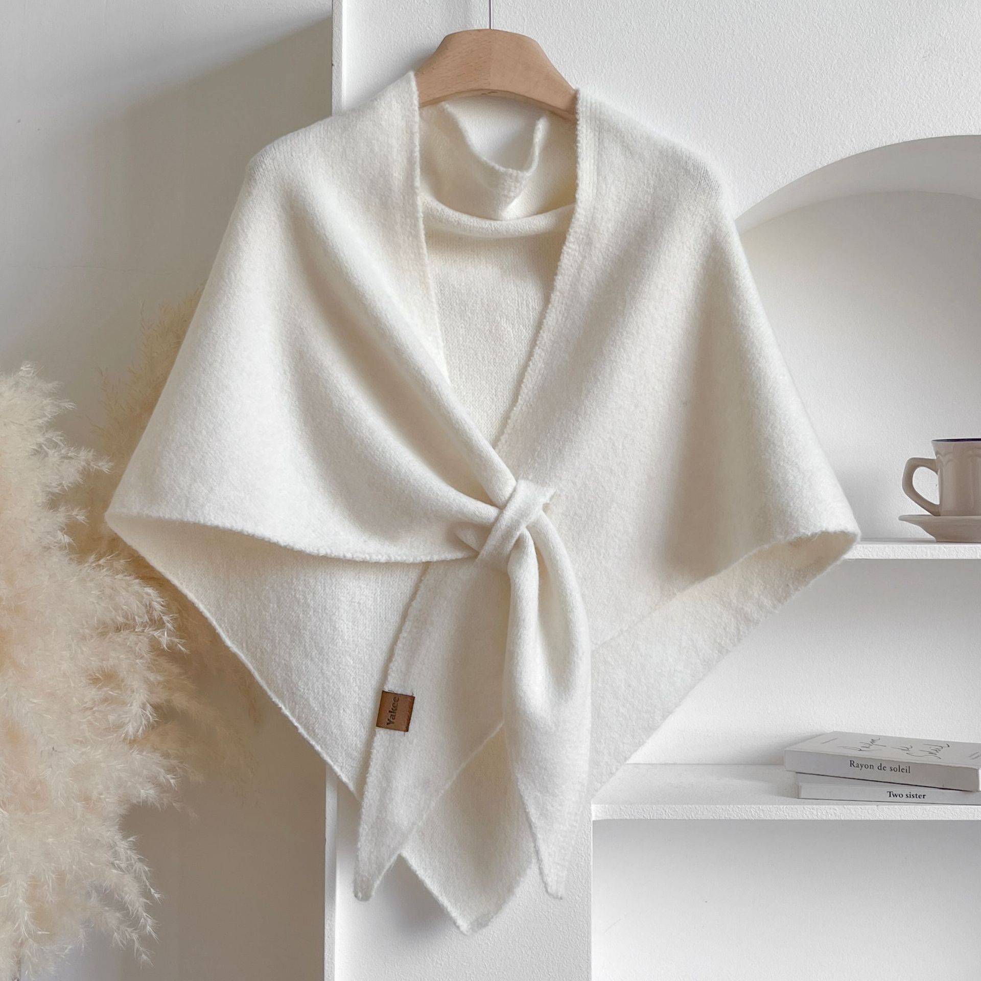 TEMU 70*28inch High End Triangular Shawl Women's Soft Outerwear Solid Color Scarf Shawl, Neck Protection Warm Scarf Solid Color Large Shawl Air