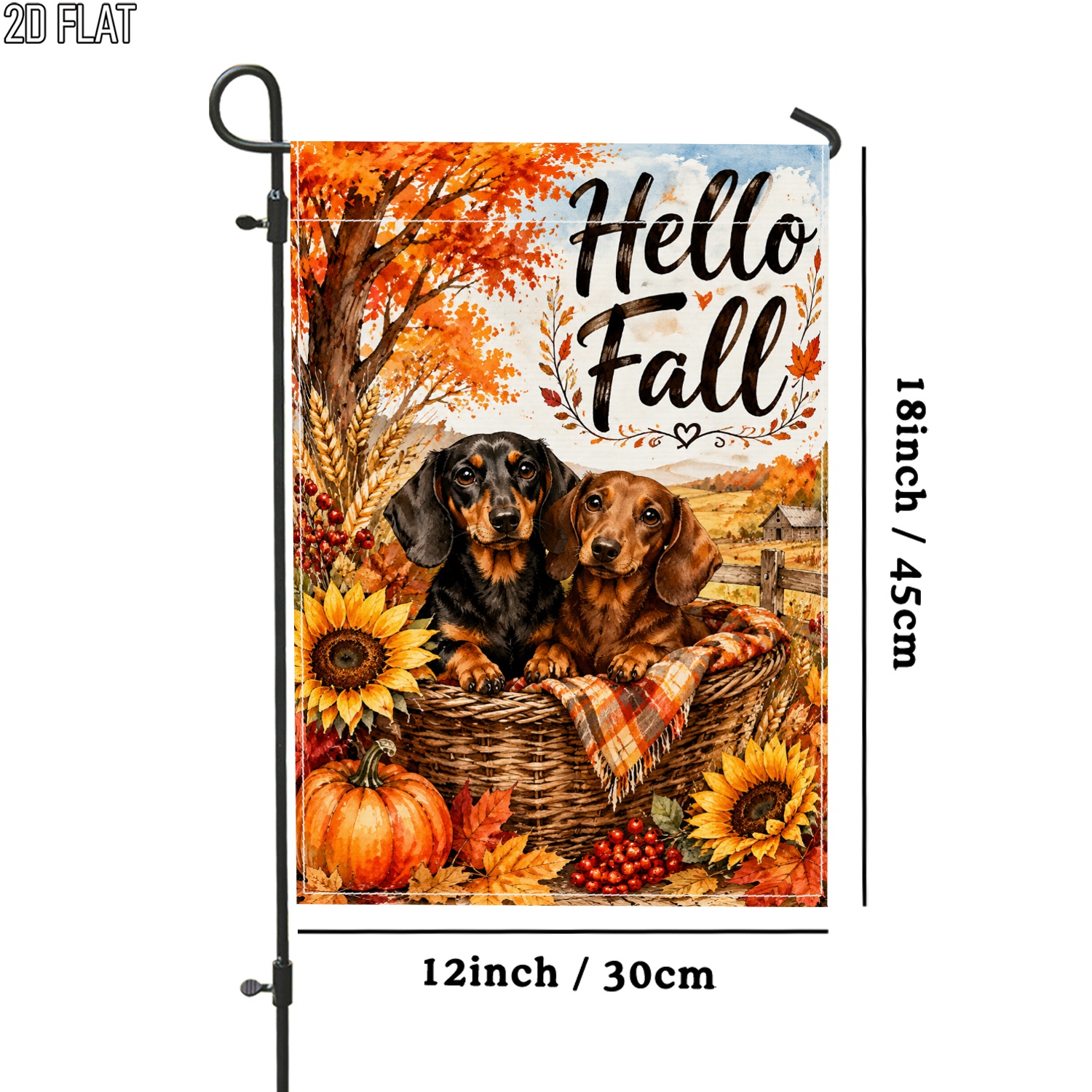 TEMU 2d Flat, 2d Flat 1pc Outdoor Garden Flag Autumn Dogs Sunflower Pumpkin Double-sided Flag Porch Decoration For Garden Outside Yard Decoration