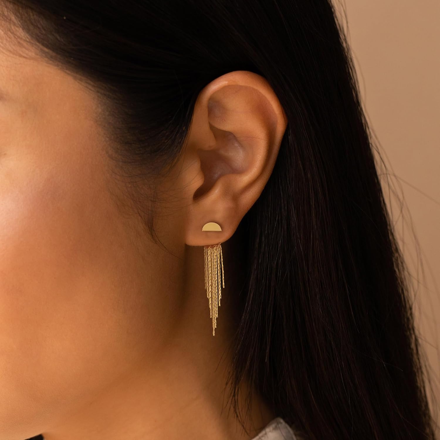 Image of Golden Earrings For Women, Tassel Dangle Earrings For Women Trendy Hypoallergenic Long Chain Earring Dainty Drop Earrings Elegant Wedding Earring Fashion Jewelry For Womens