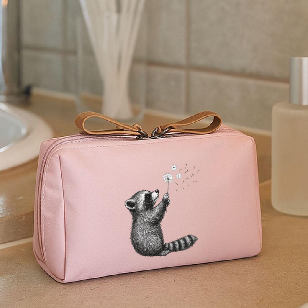 TEMU A Raccoon-themed Dandelion Toiletry Bag Makes A Present For Animal Enthusiasts. An For Birthday Gifts For Her, Anniversary Surprises For Your
