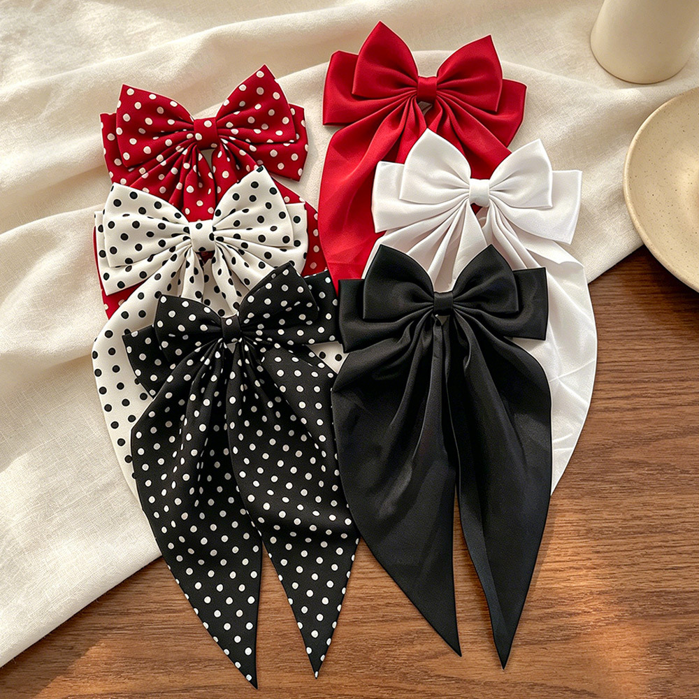 TEMU Lot de 6 pinces à cheveux à nœud long et fluide, accessoires capillaires délicats pour l'arrière de des femmes, à pince à ressort pour une