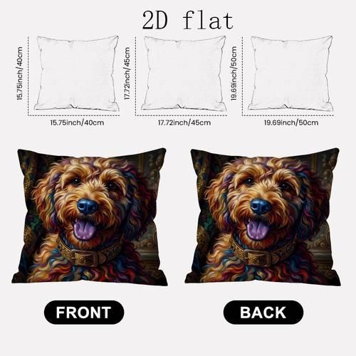 1pc 2d flat double sided pillow cover multiple specifications vibrant rainbow curly dog print with soft durable throw pillow case for home decor sofa couch bedroom living room