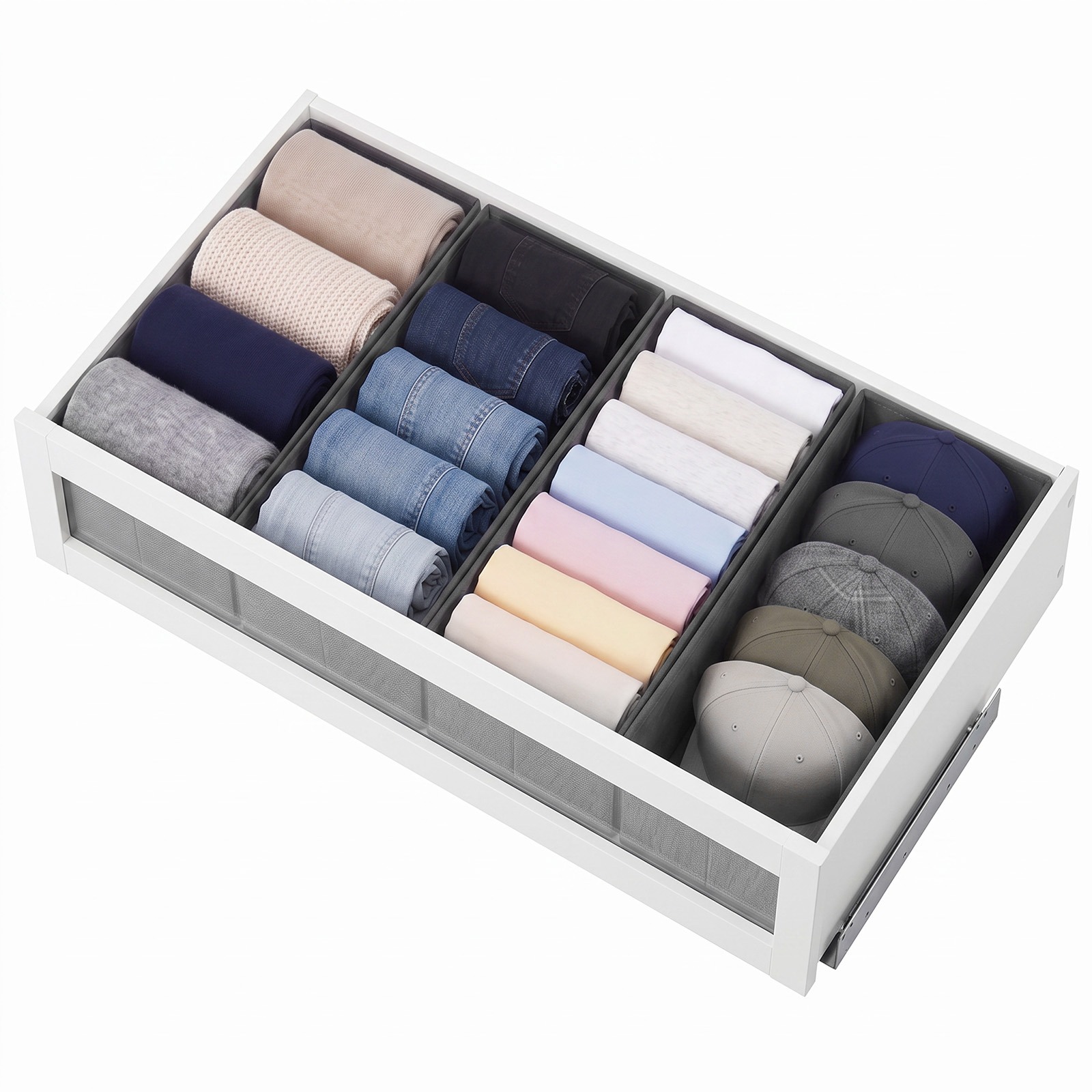 TEMU Sekey Lade Organizer, Siergrijs, Set van 4 - Opvouwbare Opbergdoos voor PAX Kledingkast, Ideaal voor Kleding, Ondergoed en Sokken, Onder-Bed