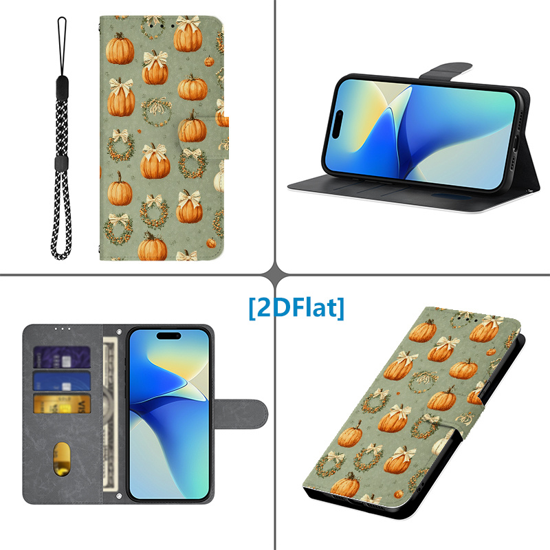   para teléfono - [2d  ]   con diseño de calabaza, con ranura para tarjetas y diseño abatible, antigolpes y anticaídas, compatible con oppo realme narzo 20/30a/n53/60x/70/70x/70 pro 5g