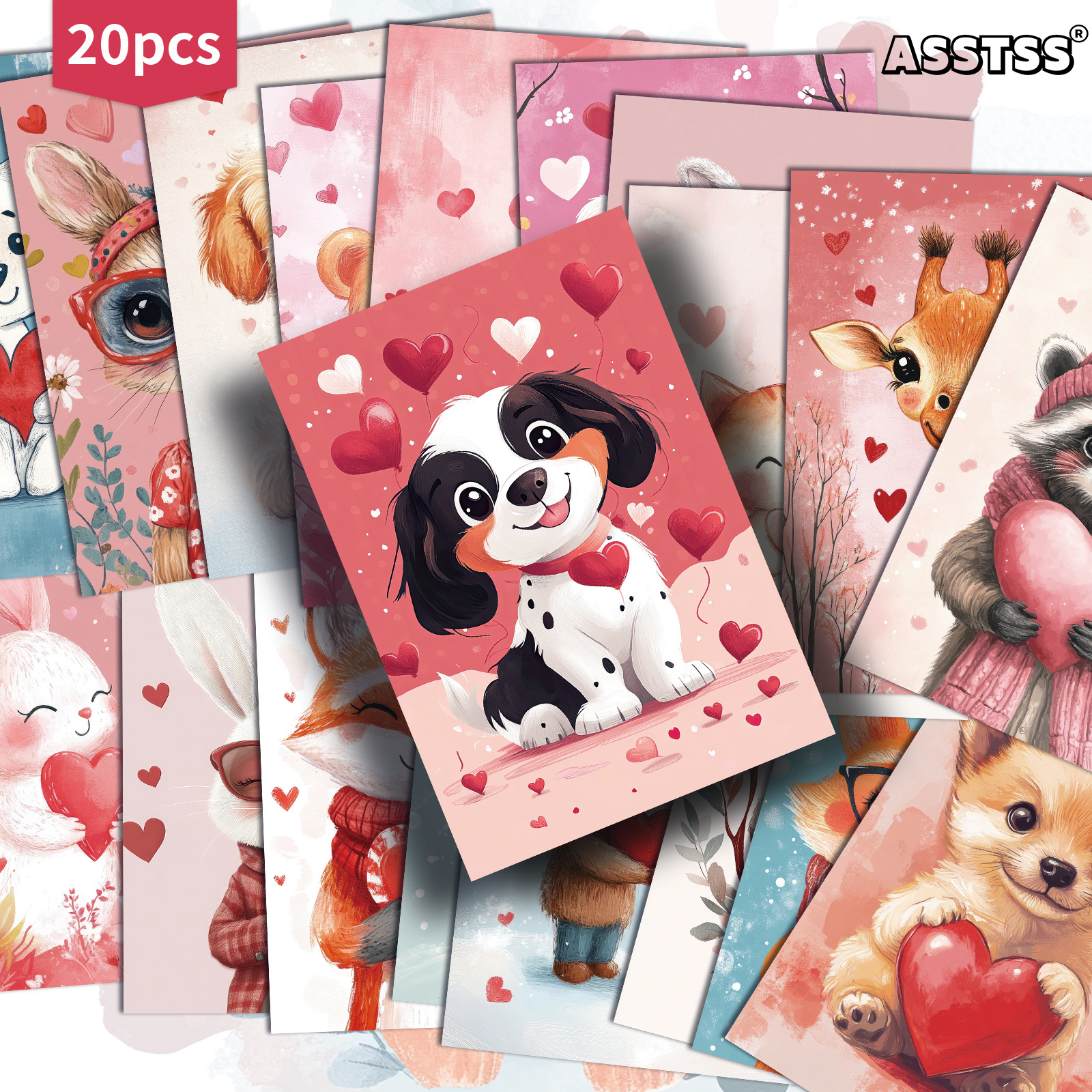 20-pack Asstss Retro Cute Animal Valentine's Day Theme Gift Card | 4x6 Inches Retro Junk Journal Paper, Classic Pinup…: retailer-supplied image