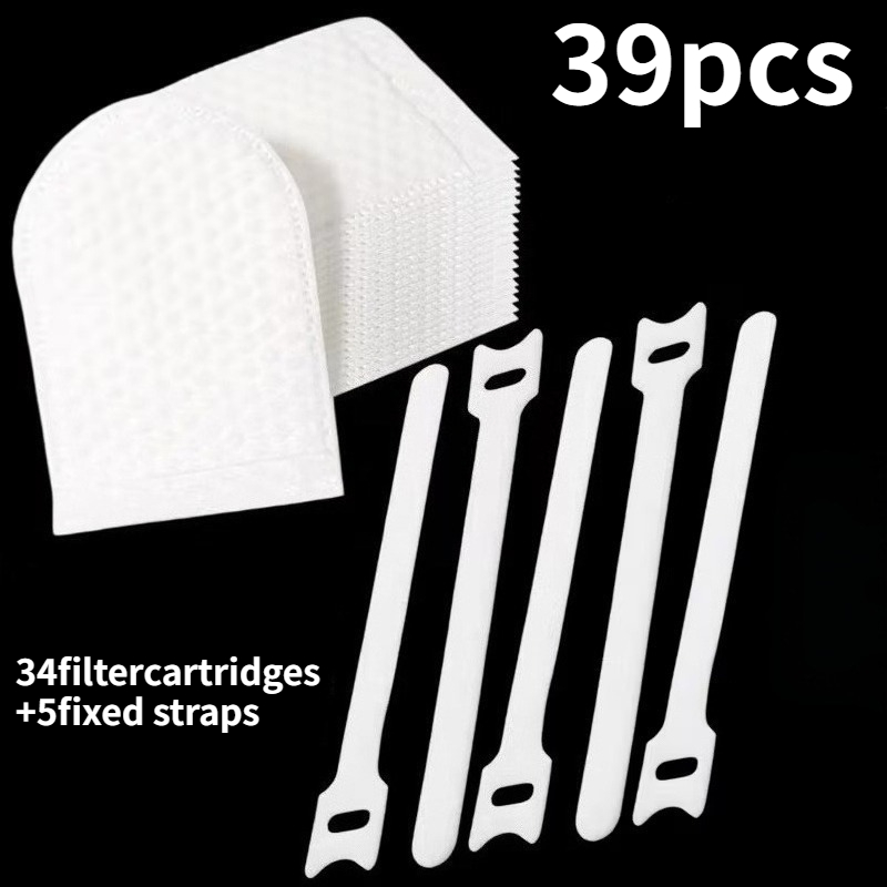 TEMU 39pcs Set (34pcs And 5pcs Straps) High-density Non-woven Fabric Faucet Kitchen Bathroom Universal Tap Water Filter Cartridge Filter Sediment