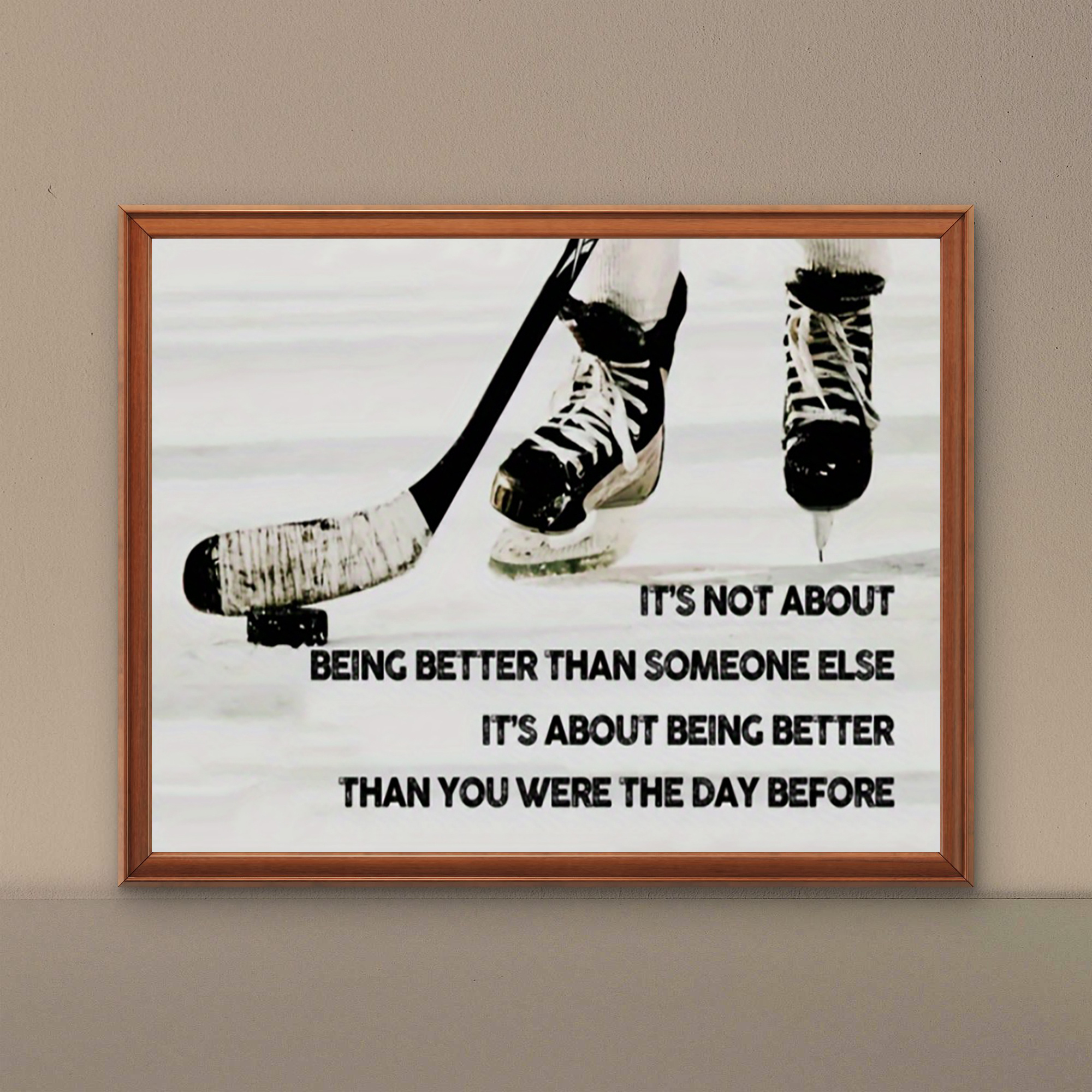 TEMU Décoration Murale Hockey - Affiche Toile 2D Cadre - Art Sportif 12x16 Pouces - Idéal pour Fans de Sport et Amateurs de Hockey - Parfait pour