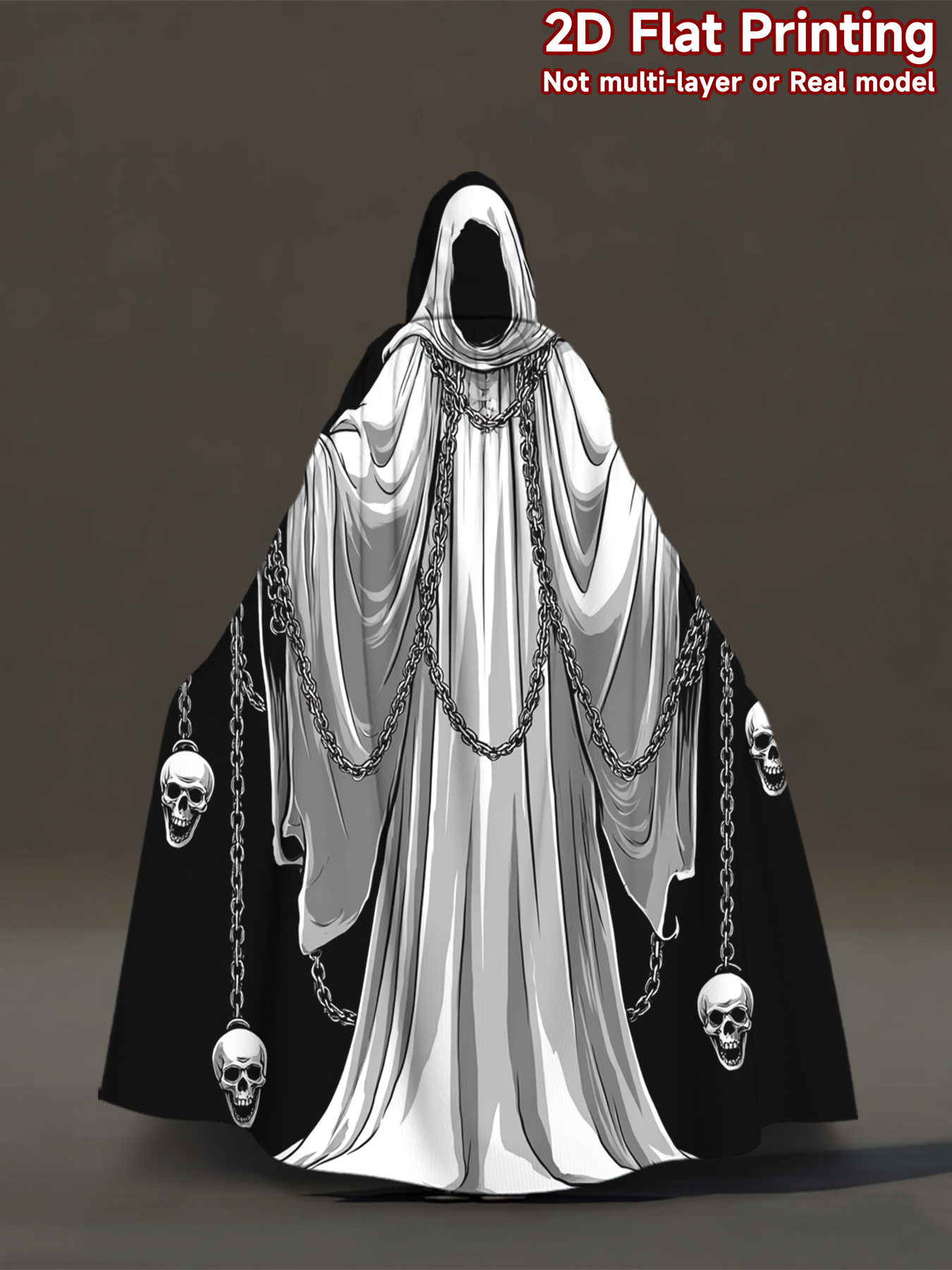 item picture 1pc 2d flat print d robes for halloween skeleton   pattern hooded capes costume cloak for cosplay renaissance   for halloween carnival parties funny performance costume props polyester fabric   wear
