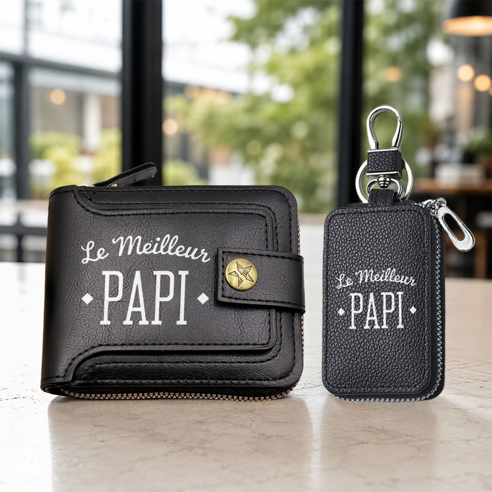 TEMU Ensemble de luxe pour homme 2 pièces Le Meilleur , portefeuille de poche et sac à clés combinés, portefeuille d' tendance, sac à clés de voiture
