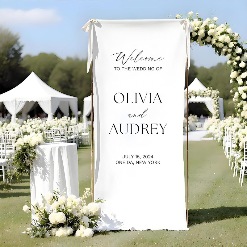TEMU Custom Wedding Fabric Sign, Fabric Wedding Welcome Sign, Modern Outdoor Wedding Banner, Personalized Wedding Decoration, Engagement Sign