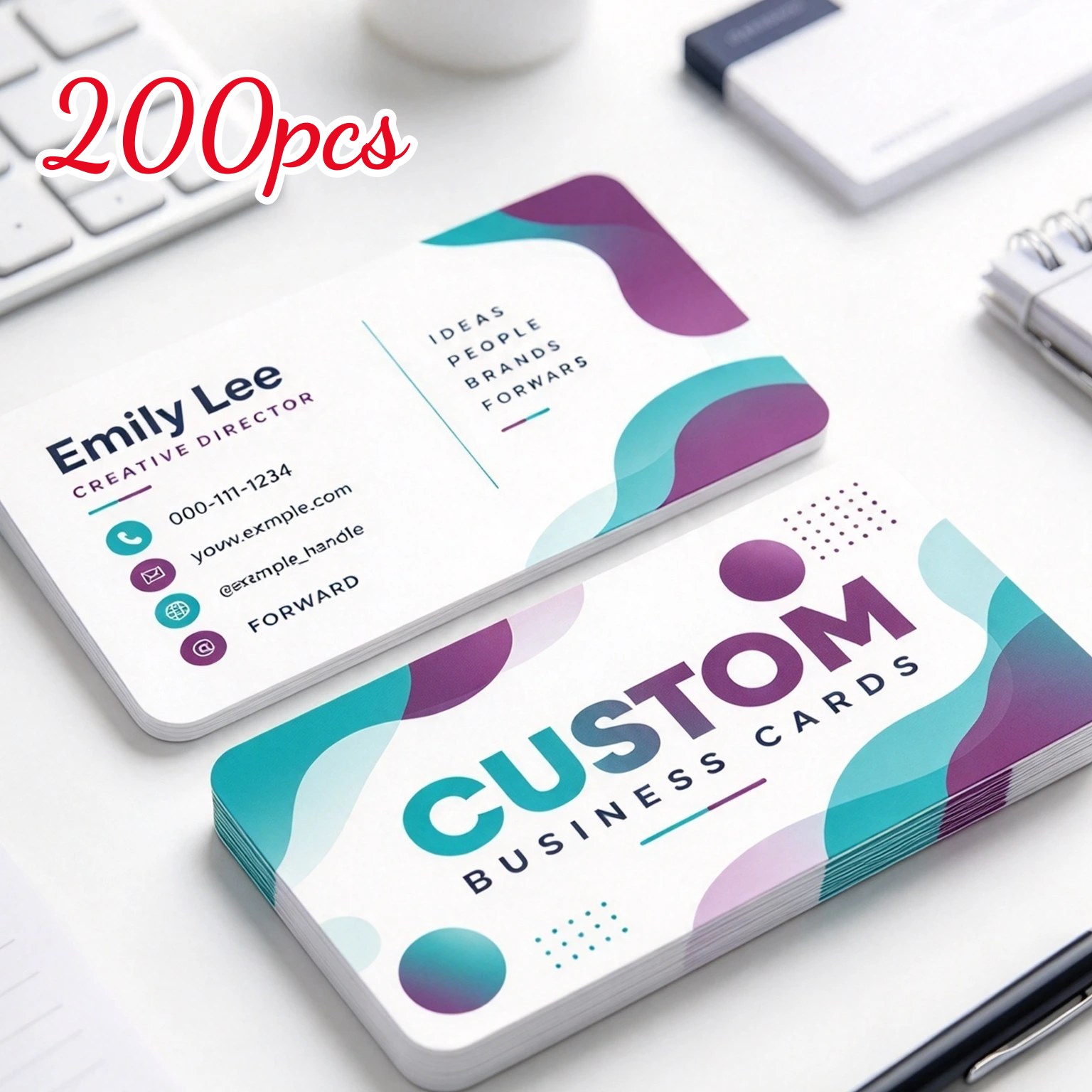 TEMU Customizable Double-sided Printed Business Cards, Premium Coated Paper, Stylish Rounded-corner Design, Simple And Unique, Custom Decorative