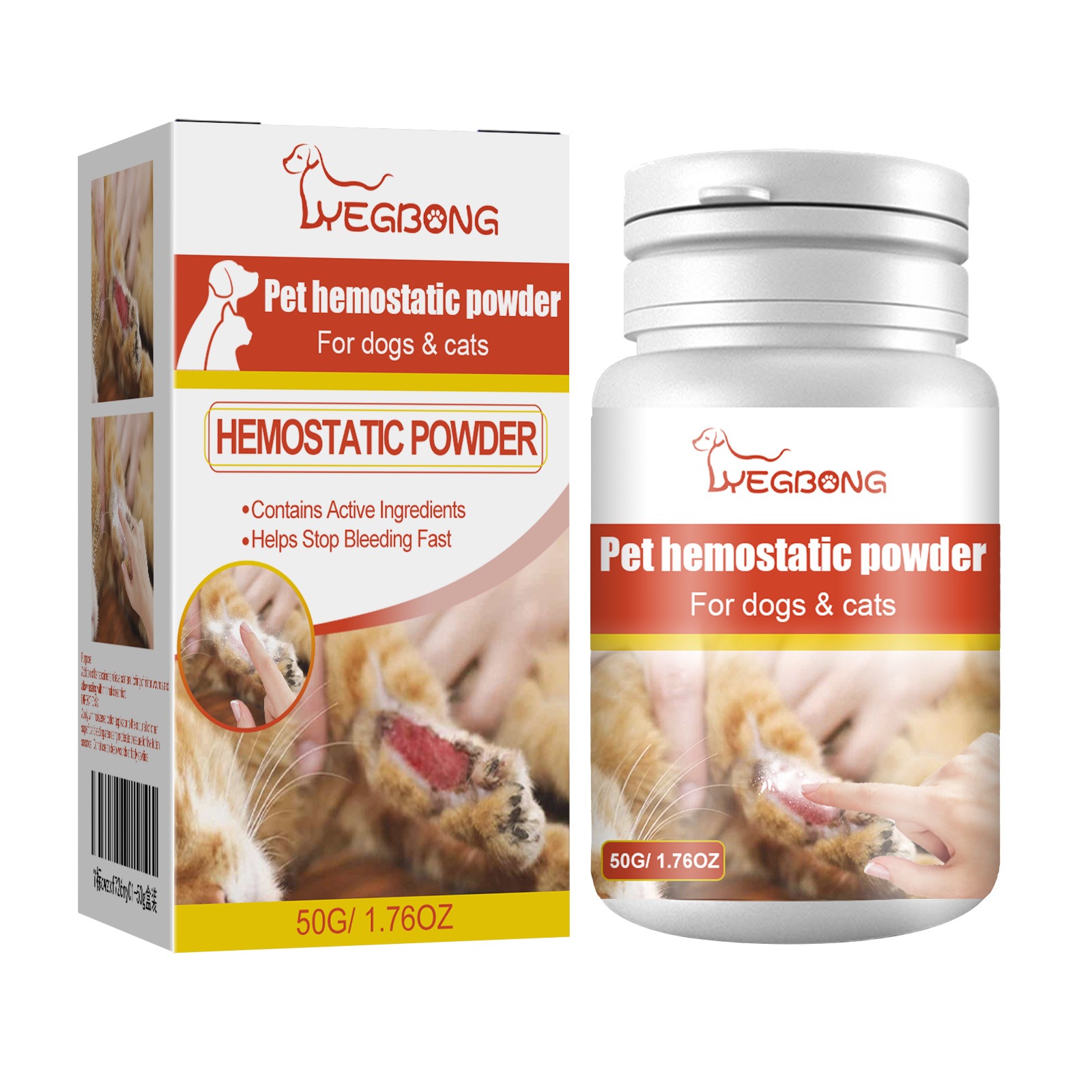 Pet Hemostatic Powder | Cleaning and Hemostatic Powder for Cat and Dog Skin Wounds, Promoting Healing of Pet Injuries, Without Battery