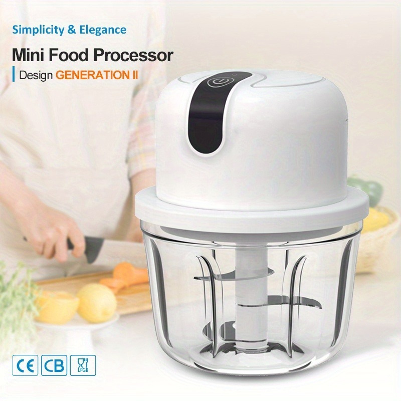 mini electric food processor usb rechargeable garlic mincer meat grinder 11 83oz multi functional kitchen appliance for pepper nuts meat grinding durable plastic lithium battery 18650 series Product details 0