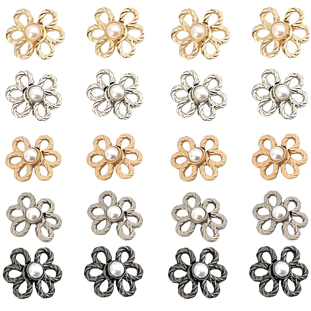 E-shop 10/5er-Pack Blumen-Jeansknöpfe – Nähfreie verstellbare Taillenverkleinerer, abnehmbare dekorative Clips für weite Hosen, Röcke & Shorts,
