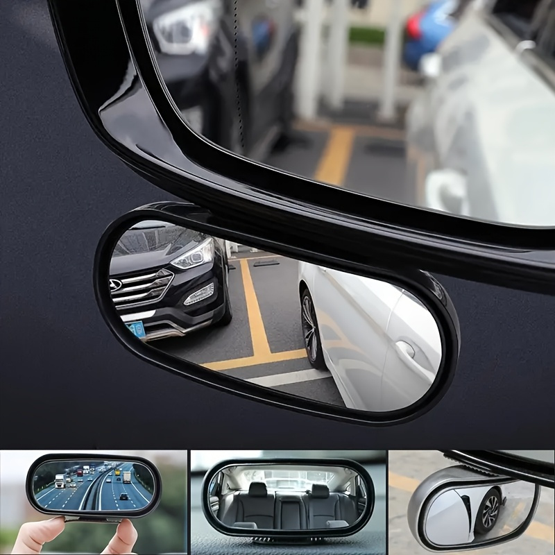 360° Rotating Wide-angle Rearview Mirror, Hd Blind Spot Mirror For All Vehicles - Oval Design, Flat Lenses, Left-side Mounting