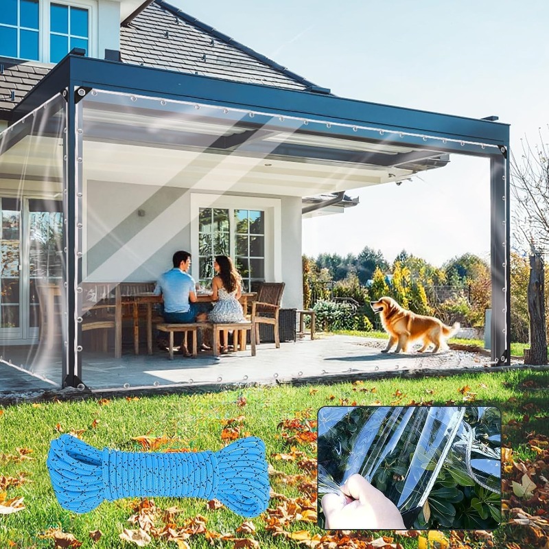 Clear Heavy Duty Tarp With Grommets – 7x8 Ft, Waterproof PVC Vinyl, 0.13mm PE, Transparent Cover For Garden, Patio, Chicken Coop, Camping