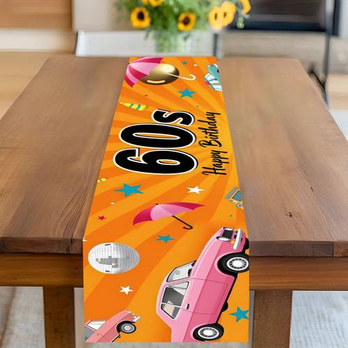 item picture jit1pc 2d flat printing 1 birthday card with a car and umbrella printed table runner decorative polyester rectangular table runner for indoor outdoor use kitchen banquet party gifts restaurant coffee table