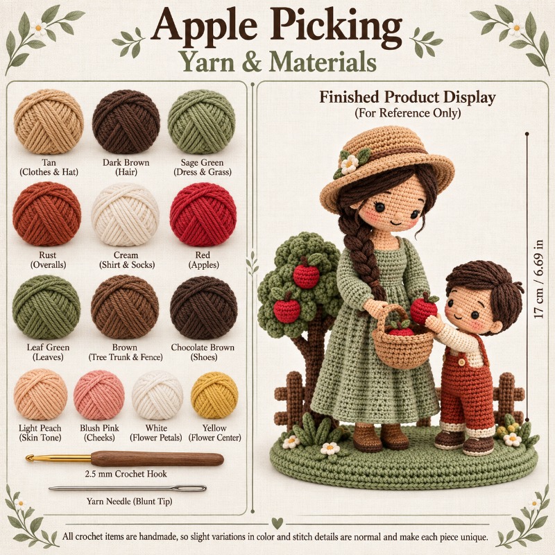Image of Diy Crochet Autumn Picking Mother And Child Handcraft Kit, Diy Hand Crochet For Adults - With All Crocheting Supplies, Picture Tutorials And Basic English Manuals. Craft A Unique And Handmade Gift