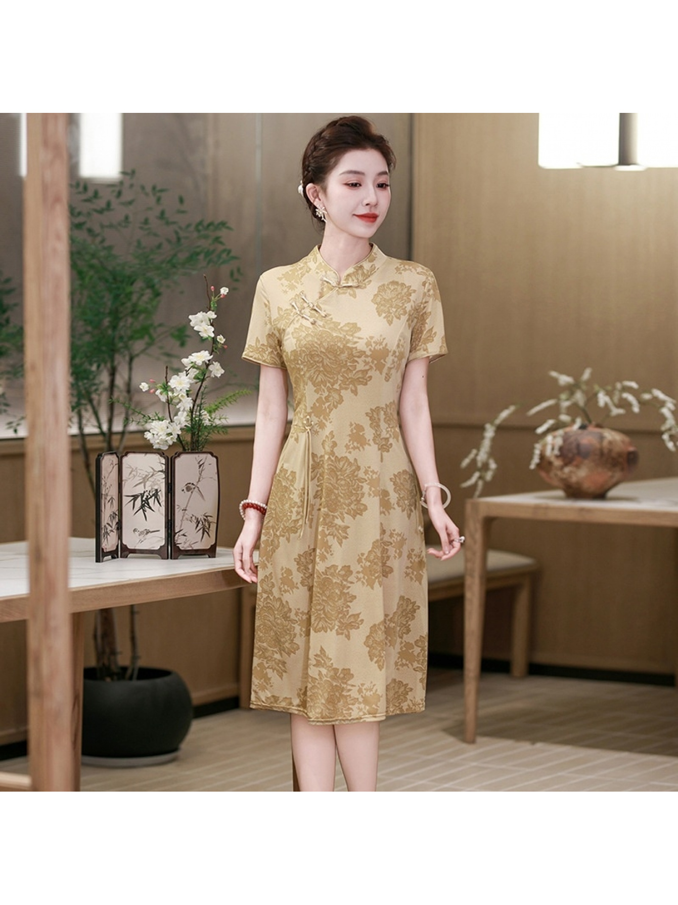 chinese collar dress sold on Temu United States