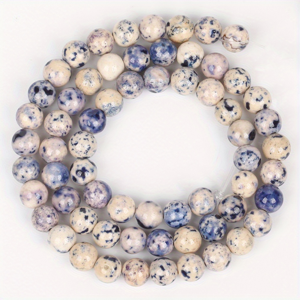 Image of 1strand 15inches Natural Stone Beads For Jewelry Making Purple Point Turquoise 6/8/10/12mm 59/45/37/32pcs Loose Beads For Diy Crafts Rings Earrings Necklaces Bracelets 15"