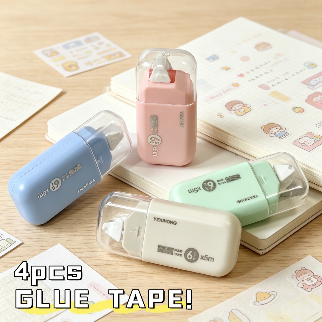 TEMU 4-pack Double-sided Mini Dot Tape, Polyester, Non, Suitable For Scrapbooks, Portable Learning Supplies, Handicrafts, And Art Projects, School