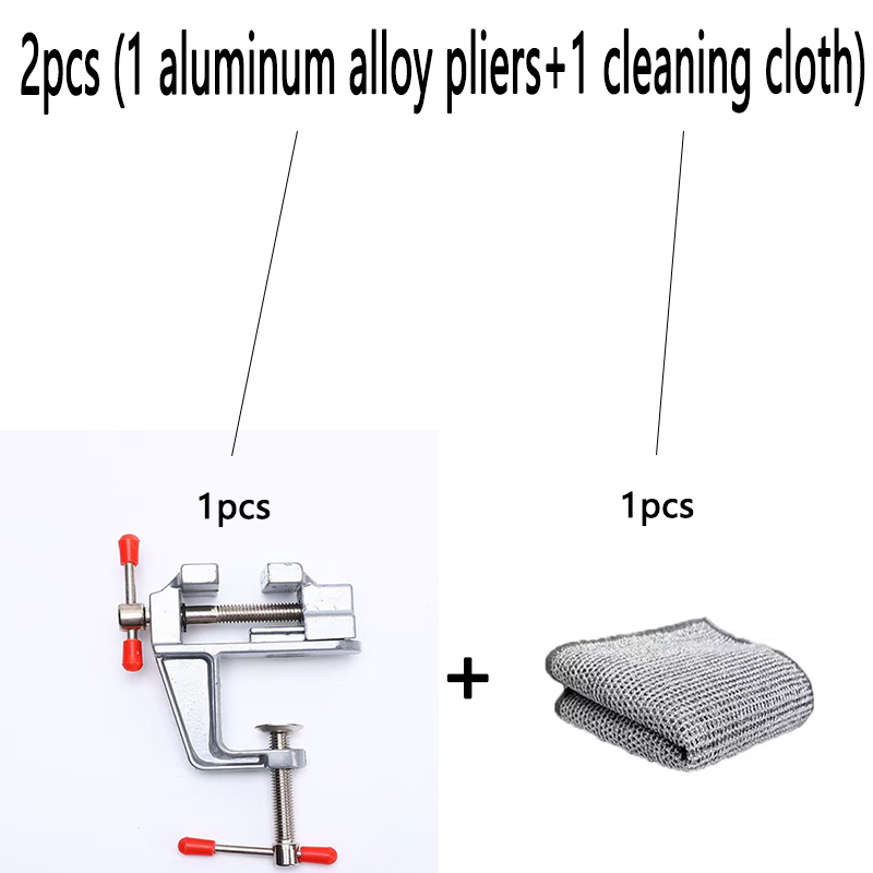 TEMU 2pcs (1pc Aluminum Alloy Vise And 1pc Cleaning Cloth) 1pc Multifunctional Aluminum Alloy Vise, Mini Vise, Adjustable Desktop Fixture, Jewelry