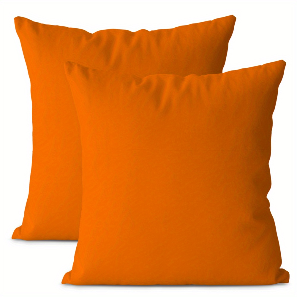 

2pcs Vibrant Orange Dual-sided Throw Pillow Covers - Contemporary Style With Invisible Zipper, Soft Plush Polyester, Easy To Clean, Living Room & Bedroom Decor