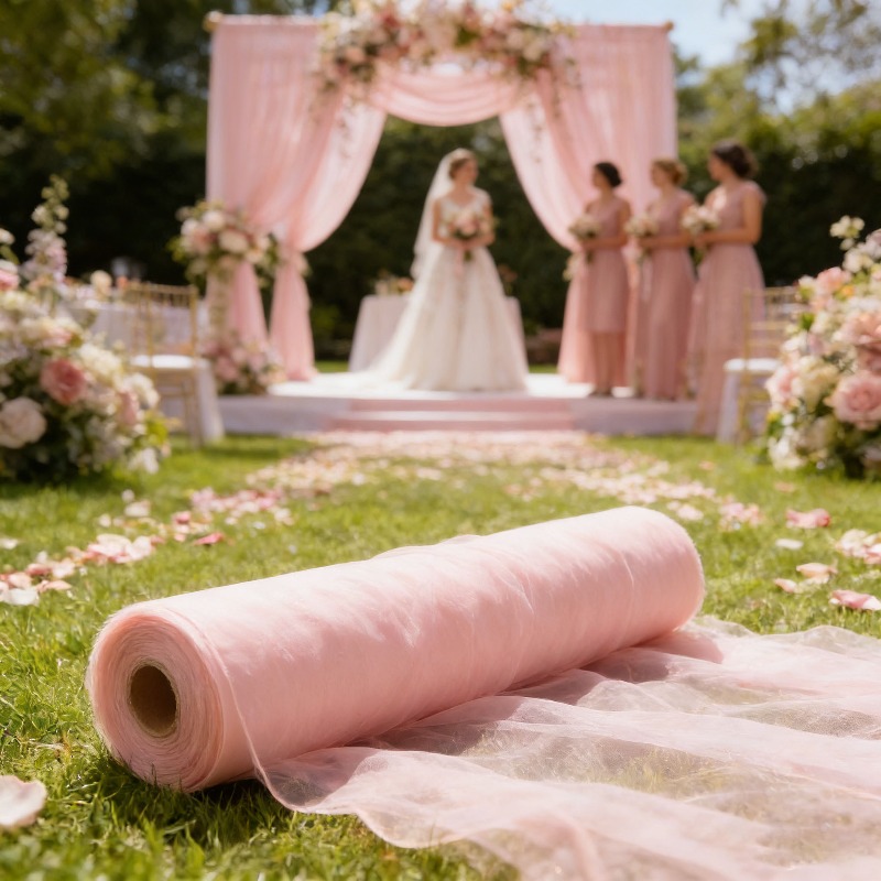 TEMU 1 Roll Ultra-long 50m/167ft Romantic Elegant Tulle, Suitable For Various Ceremony Backdrops, Festive Decorations, Chair Backs, Stair Handrails,