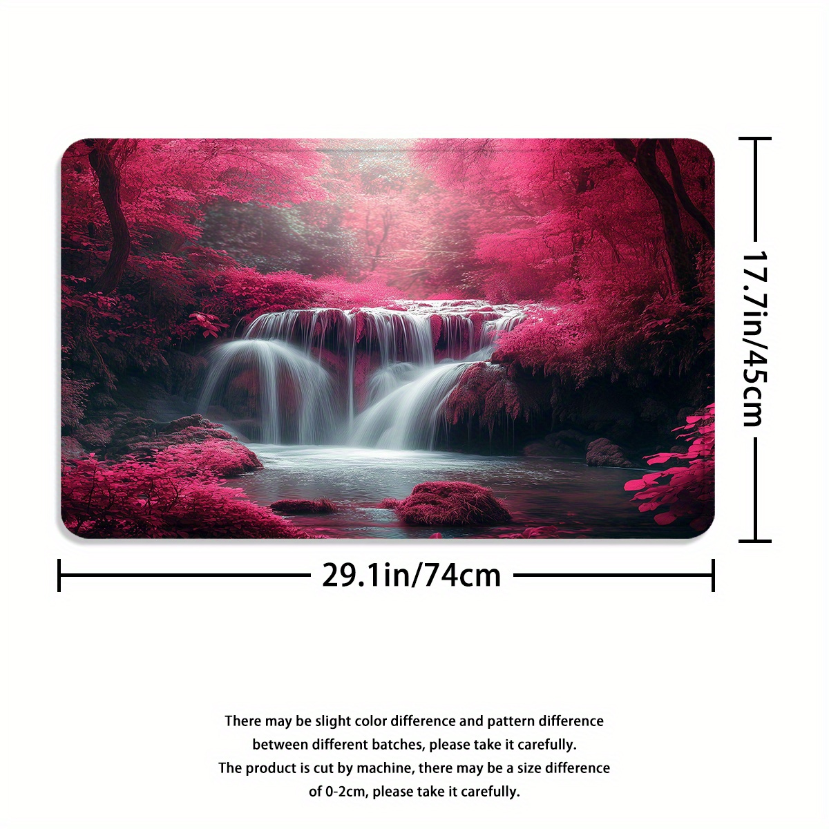 4pcs Natural Landscape Red Leaf Forest Shower Curtain Set, Washable Fabric