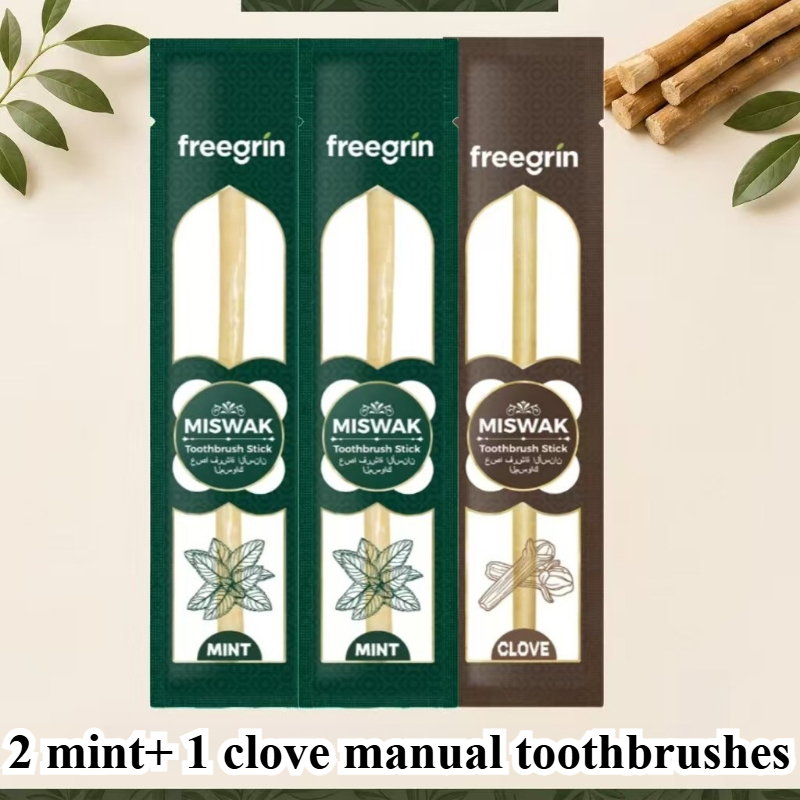 Image of 3pcs Arabic Brush Siwaak Dental Stick/traditional Teeth Cleaning Brush/fun Dental Stick, Teeth Care, Interdental Toothpick, Traditional Method, 2 Mint-flavored And 1 -flavored Manual Toothbrushes
