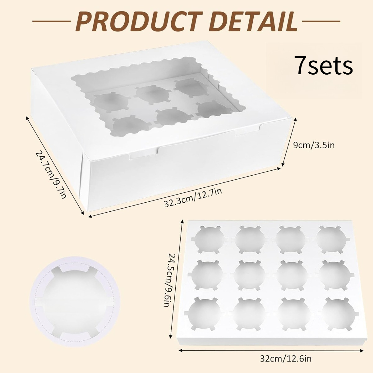 Image of 7 Sets Of Cupcake Boxes, Cupcake Containers With Window Transport Racks, Pastry Boxes That Can Baking Supplies For Birthdays, Holidays, And Parties