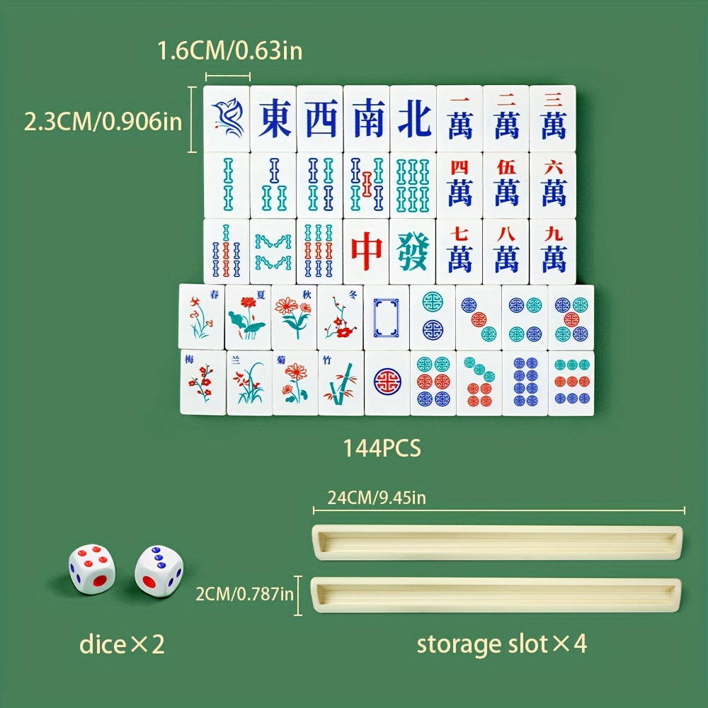 144pcs full   set travel pocket portable mahjong pieces and suitable for travel parties portable tabletop strategy board game for and families holiday gift for mahjong lovers