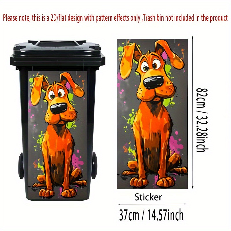 1pc Of Trash Can Sticker, 37×82 Cm, Featuring A Vibrant Colorful Puppy Theme Design, Self-adhesive Wallpaper For Decorating Kitchen Trash Cans (suitable For Trash Cans, Walls, And Home Decor).