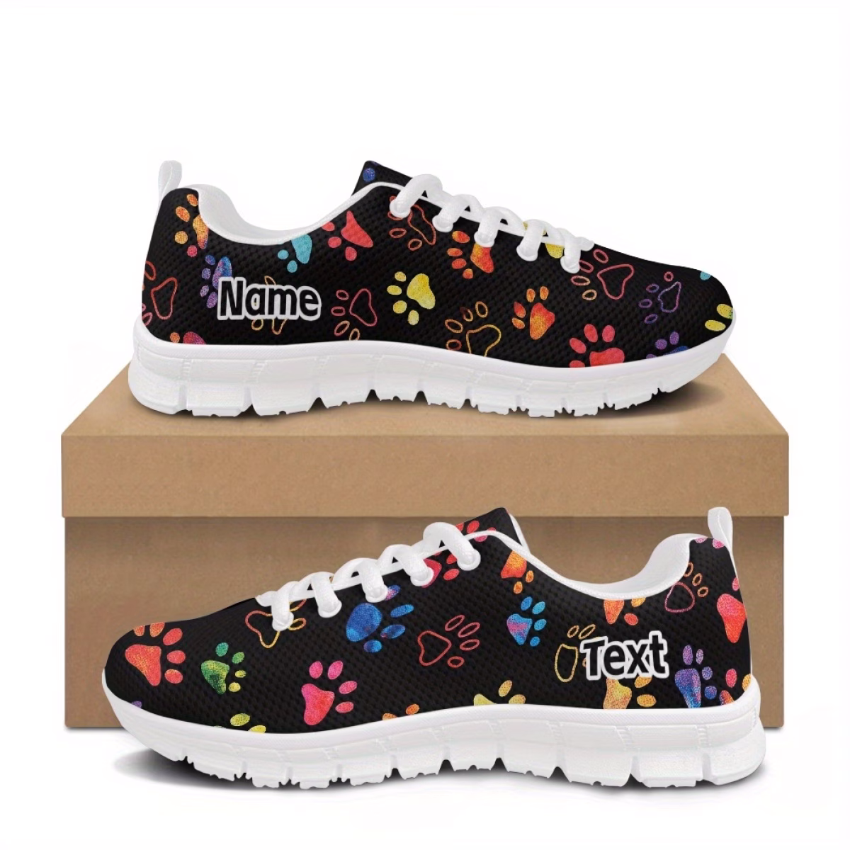 Dog Paw Print Pattern 2D Printed Custom Sneakers -...