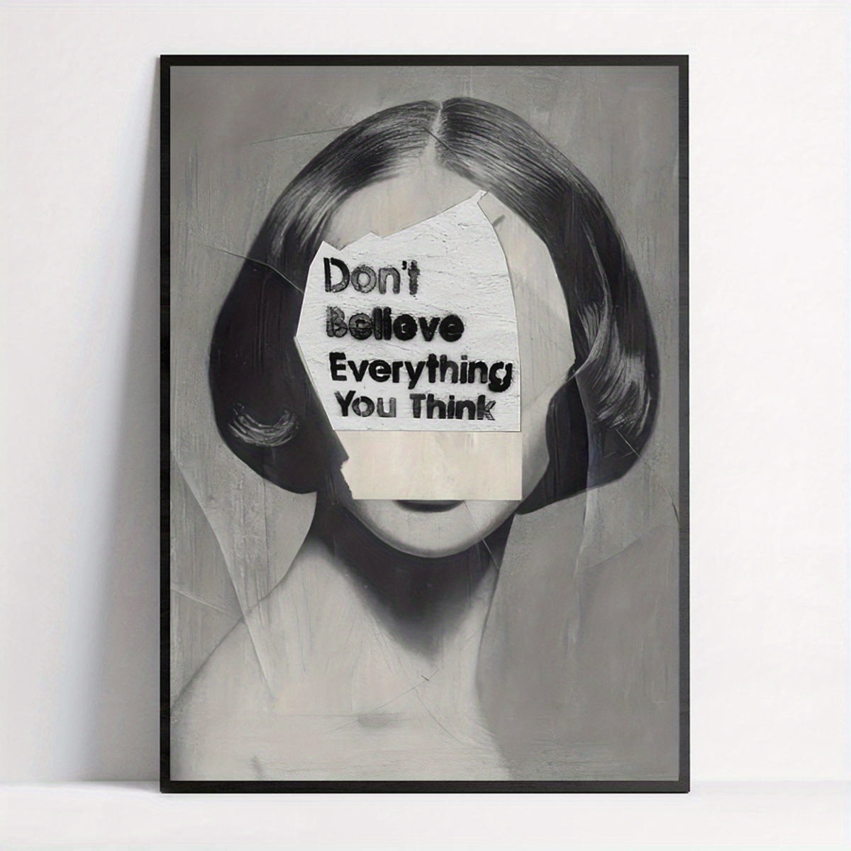 2d Flat, 2d Flat, 1pc Frameless Inspirational Quote Canvas Painting Poster Wall Art Print - 'don't Believe Everything , ' Retro Illustration, Frameless Wall Decor For