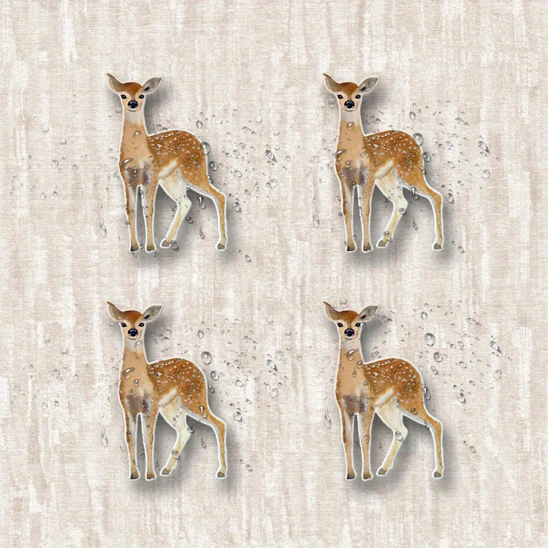 4pcs   Deer Stickers - Cute Watercolor     Spots Design, Durable Vinyl Decals for Bumpers, Windows, Laptops, Trucks,  , Water Bottles - Self- ,  , Irregular Shapes, Deer Stickers for Vehicles, Vehicle Decoration,   Design, Easy Application
