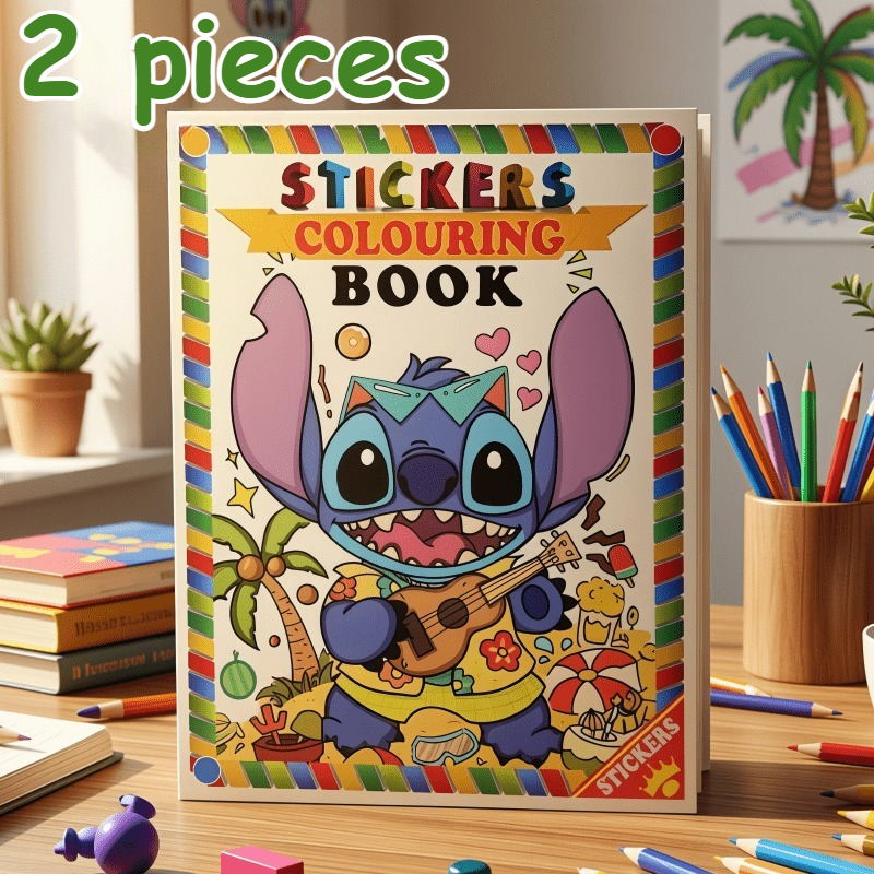 TEMU 2 pezzi, Adesivi di Stitch, Fogli da colorare, Adatti per uso , uso , a scuola, regali di compleanno, regali per le festivit�, regali per a