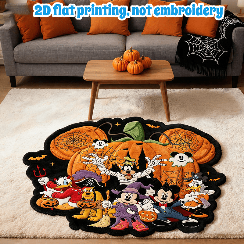 TEMU 1pc, Mickey Mouse Festive Happy Halloween Mat For Entrance Door, Irregular Shaped Carpet, , Suitable For Living Room, Bedroom, Kitchen, Bathroom