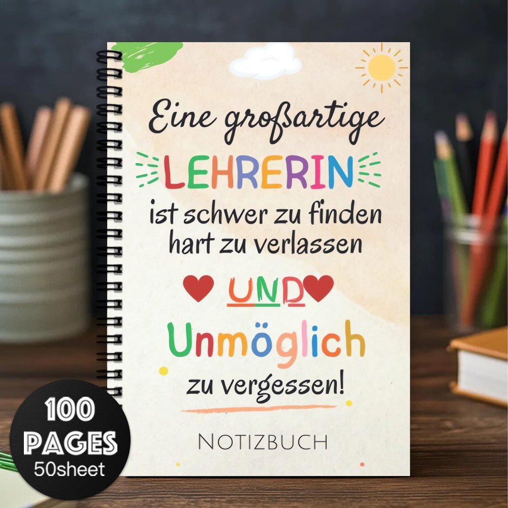 E-shop Deutschsprachige Spiralnotizbuch-Tagebuch für Lehrer - " du ein Lehrer bist" Design, mit Herzen und Sternen, perfektes Geschenk für Lehrer,