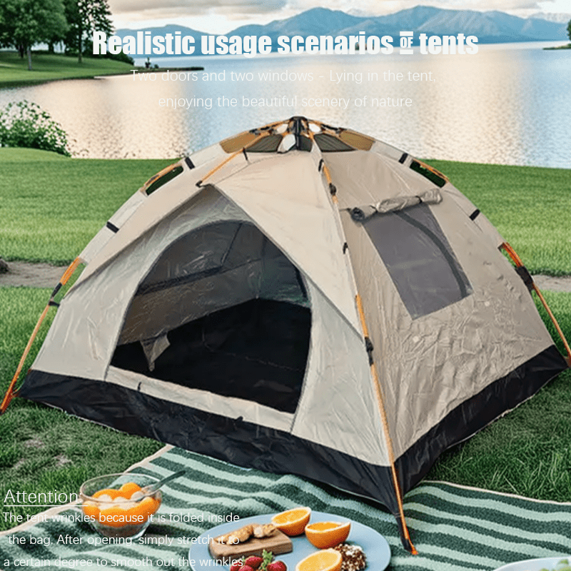 219.99cm x 200.0cm x 145.01cm 4-Person Instant  -Up Tent - Quick-Open Camping Shelter with Zipper Closure, Mesh Screen,   Heavy-Duty Tent for  , Fishing, Hiking, Hunting, Beach & Backpacking - Lightweight Portable Outdoor Tent, Essential for Group  ,  , Sturdy Support Poles