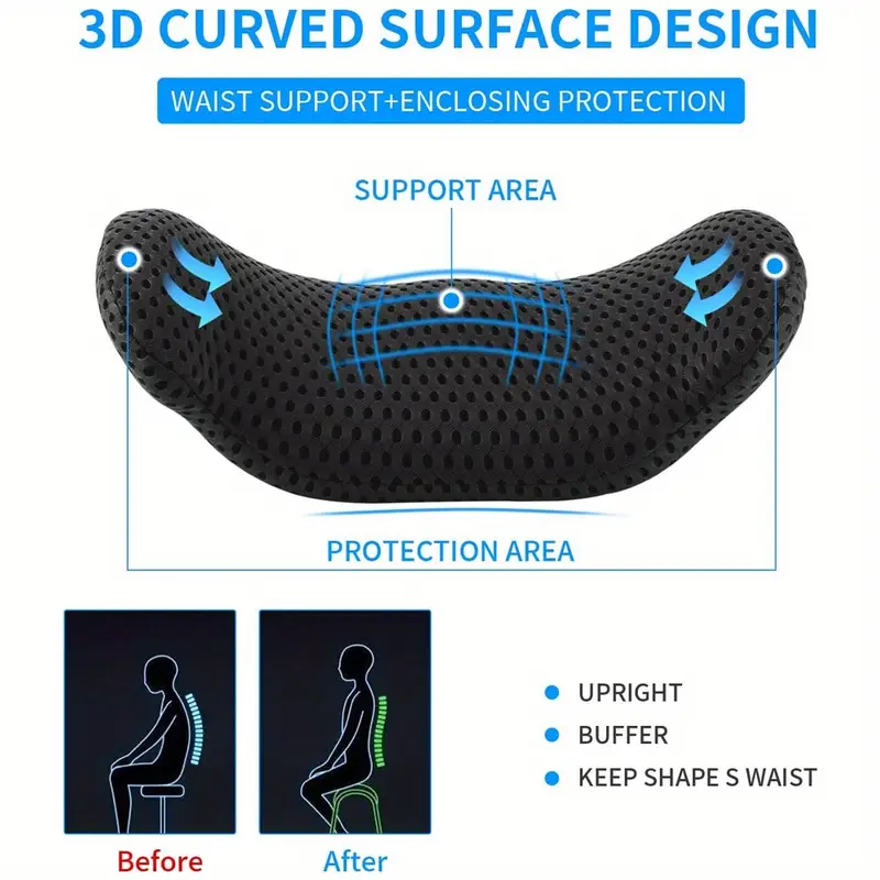 2pcs 1 seat pad 1 lumbar support pillow memory foam seat cushion lumbar support pillow set ergonomic office chair cushion for back car seat wheelchair gaming chair breathable machine washable cover Product details 6