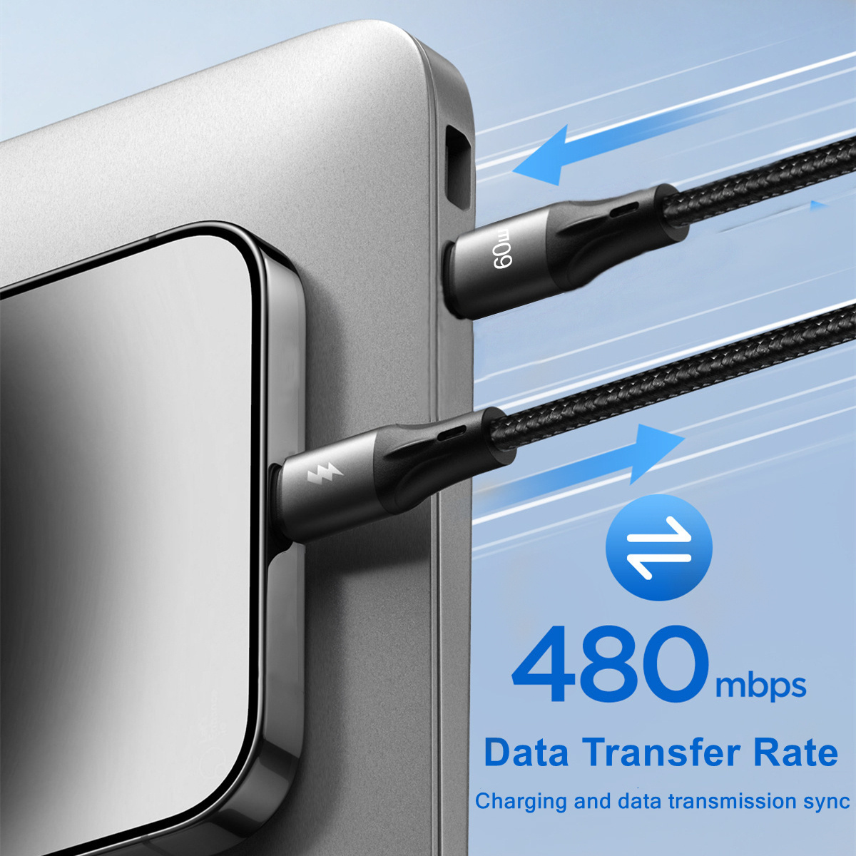 5pcs USB to USB-C Cable 60W Fast Charging, Durable Braided