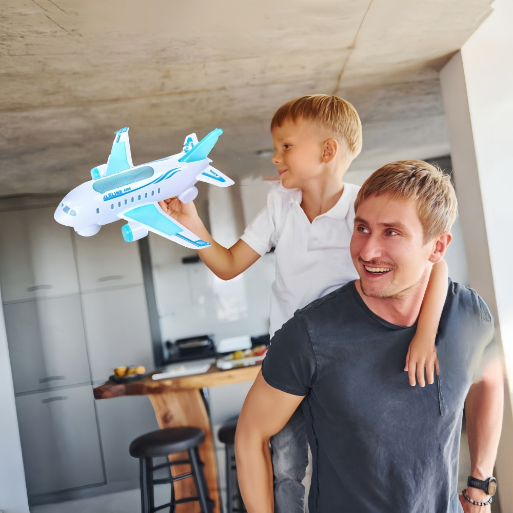 interactive electric airplane toy with led lights sounds battery operated safe plastic material educational play   3 white ideal gift for preschoolers details 9