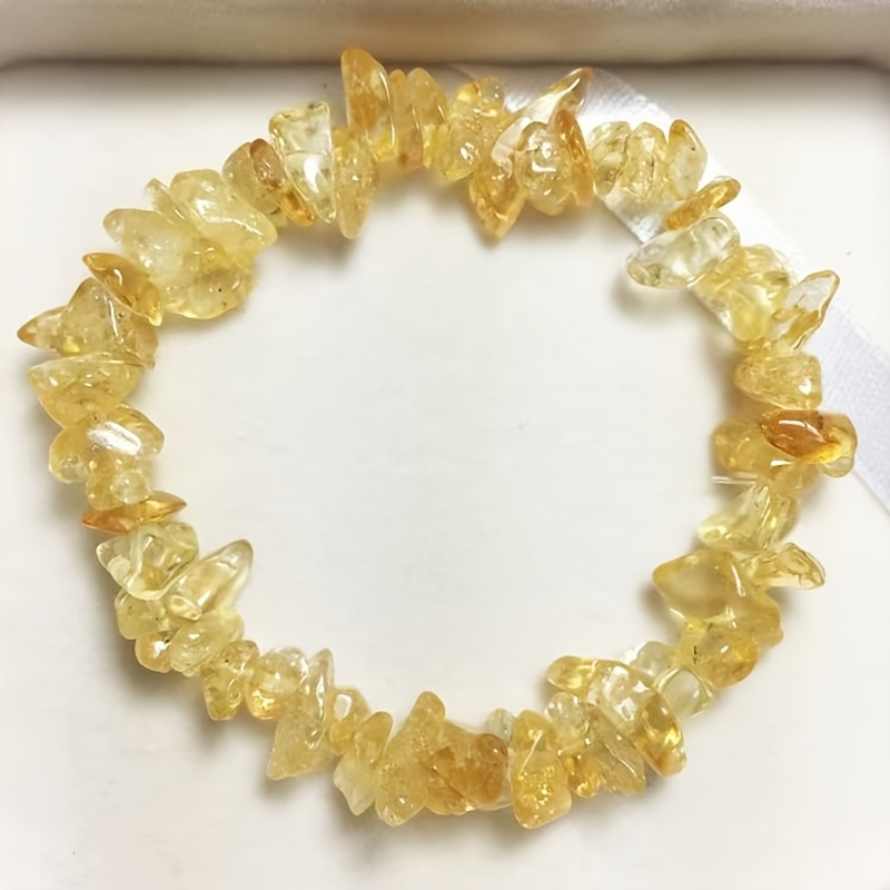 5pc Citrine Gemstone Bracelet Set, Bohemian Style